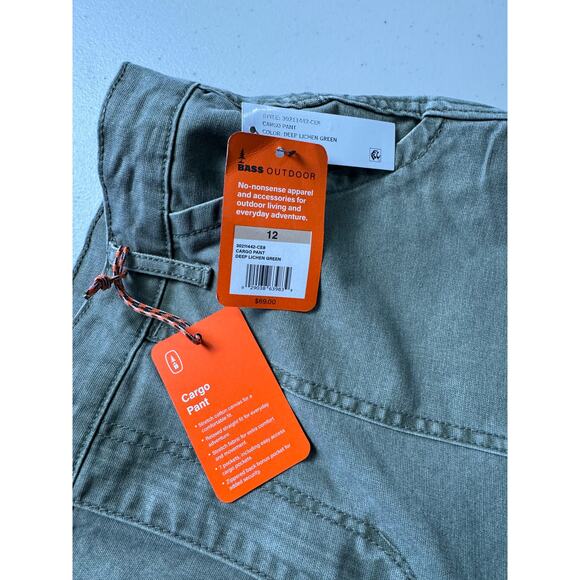 BASS OUTDOOR Women's High-Rise Canvas Cargo Pants NWT LICHEN GREEN SIZE 12 - Picture 8 of 11